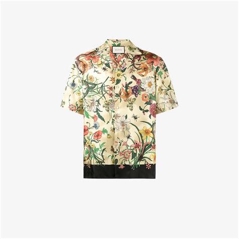 gucci flower shirt green men|gucci green and brown shirt.